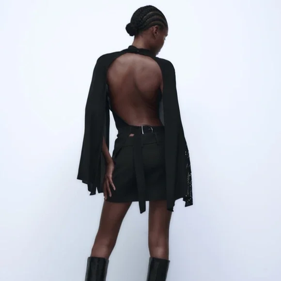 NWT Zara Rhinestone Cape Sleeved Blouse - Picture 6 of 11